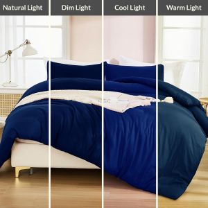 Sjzg-Parure De Lit Simple 3 Pi&egrave;ces - Housse De Couette, Drap-Housse Et Taie D'oreiller - Microfibre Bross&eacute;e Douce - Bleu Marine - Neuf