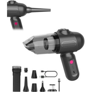 Aspirateur Voiture Rechargeable 4 en 1,Portable Mini 8000 pa Aspirateur &agrave; Main Puissant sans Fil,pour Le Nettoyage soign&eacute; de Surfaces r&eacute;duites: PC,Maison,Voiture,Bureau,canap&eacute;.Noir (Gris, 8KPa) - Neuf