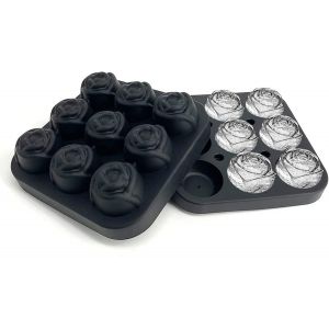 Kal-Lot De 9 Moules À Glaçons En Silicone Rose Avec Couvercle - Pour Cocktail Et Whisky - Neuf