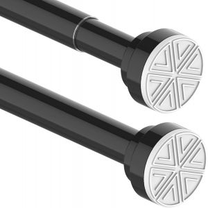 Tringle à rideau de douche télescopique sans perçage pour armoires,salle de bain,penderie,115-255 cm,noir (diamètre 25 mm) - Neuf