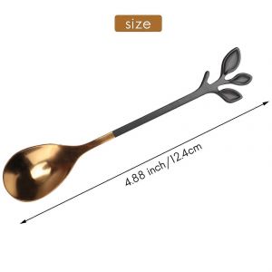 5 Cuill&egrave;res + 5 Fourchettes En Acier Inoxydable Feuille Caf&eacute; G&acirc;teau Cuill&egrave;re Fourchette Cuill&egrave;res &Agrave; Dessert,Remuer Cuill&egrave;re &Agrave; Caf&eacute; Ensemble Ap - Neuf