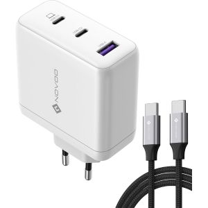 Chargeur Usb-C Gan Iii 120W Rapide, Chargeur Universel Pps 3 Ports Compact Avec 1 C&acirc;bles Pd 100W Type-C, Pour Macbook Pro 14'', Dell Xps 13, Ipad Pro, Iphone 15, Galaxy S23, Note20, Apple Watch - Neuf