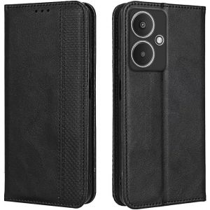 Kal-Coque Pour Redmi 13c 5g / Redmi 13r 5g (6.74"" Inches), Etui Flip Folio En Cuir Pu Avec Interrupteur Magnétique, [3 Fentes Pour Cartes] [1 Portefeuille] Housse - Le Noir - Neuf