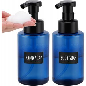 Distributeur Savon Liquide,2 Pi&egrave;ces 400ml Distributeur Savon Mousse,Flacon Mousseur Vide,Distributeurs de Savon et de Lotion,Bouteille Shampoing avec T&ecirc;te de Pompe en Mousse - Neuf