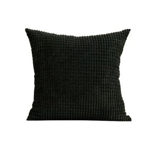 Housse De Coussin En Velours C&ocirc;tel&eacute; 45x45 Cm Avec Fermeture &Eacute;clair Invisible Pour La D&eacute;coration Int&eacute;rieure - Noir - Neuf