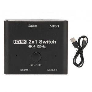 M&eacute;langeur d'interface multim&eacute;dia HD en alliage d'aluminium 2 voies 8K 48 Gbps M&eacute;langeur d'interface multim&eacute;dia HD 2.1 pour Xbox pour PS5 - Neuf