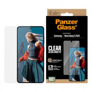PanzerGlass Protection d'&eacute;cran Ultra-Wide Fit Anti-bact&eacute;rienne avec applicateur Samsung Galaxy S26 - Neuf
