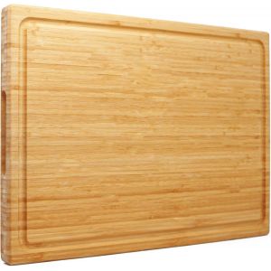 Mevronisshop-Planche &Agrave; D&eacute;couper Extra Large Xxxl En Bambou 61 X 40,6 X 3,2 Cm, Le Plus Grand Bloc &Agrave; D&eacute;couper En Bois Pour La Dinde, Les L&eacute;gumes, Le Barbecue, Avec Poign&eacute;e Et Rainure Pour Recueillir L - Neuf