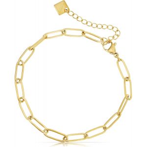 Eryi-Bracelet Femme Or Style Paperclip En Acier Inoxydable 16+4cm Longueur Bijoux Imperméable Cadeau Petite Amie, Acier Inoxydable - Neuf