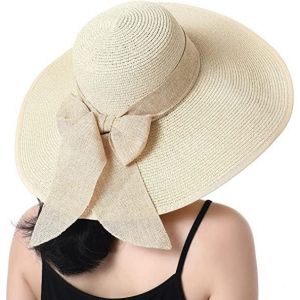 Chapeau De Paille Pliable À Large Bord Pour Femme-Chapeau De Soleil D'été-Chapeau De Plage Uv Upf 50+.[Z1547] - Neuf