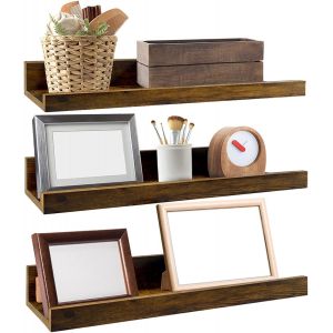 Eryi-Étagère Murale Flottante Lot De 3, Étagère Murale Bois Rustique Pour Chambre, Bureau, Salon Et Cuisine, 40 Cm - Neuf