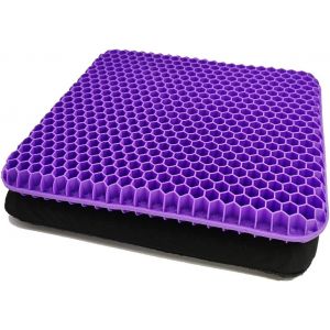 Coussin de chaise, coussin en gel respirant, coussin anti-escarres, soulage la pression sur les sièges orthopédiques avec housse antidérapante pour voiture/bureau/maison/fauteuil roulant (violet) - Neuf
