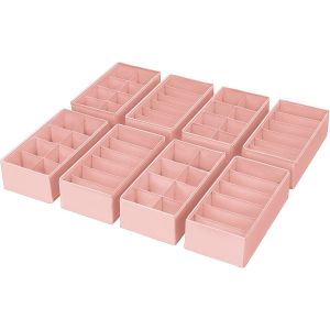 Lot de 8 Boite Rangement Vetement-Rangement Tiroir Organisateur de Tiroir,Organisateur Dressing Organiseur Tiroir en Tissu,pour Chaussettes,Soutiens-Gorge,Culottes,Couleur Rose - Neuf