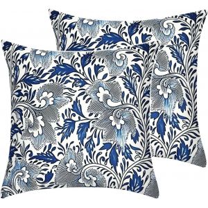 CAUC-Lot de 2 housses de coussin d&eacute;coratives 40 x 40 cm - Bleu - Motif cachemire - Pour canap&eacute;-lit, jardin, ext&eacute;rieur, printemps, bleu fonc&eacute; - Neuf