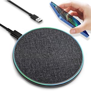 Wireless Charger With Indicator Light, Fast Wireless Charging Pad With Usb-C Cable, Qi Certified 15w Max Compatible With Iphone 15/14/13/12/Xs, Samsung Galaxy S24/S23 Huawei - Neuf