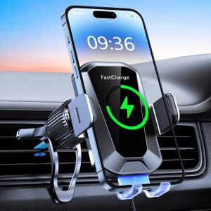 Support Telephone Voiture Induction, 15W Chargeur Induction Voiture Rapide sans Fil &iquest;Serrage Automatique & Rotation 360&deg;&iquest; Compatible avec iPhone 17 Pro Max 16/15/14/13, Galaxy S24/S23/S22, etc - Neuf