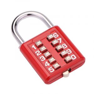 Sunny Rouge à 10 Chiffres Cadenas de Combinaison Étanche en Métal et en Acier Plaqué Combinaison Fermoir - Noir, Anti-vol Bouton Cadenas,GU.B/bon - Neuf