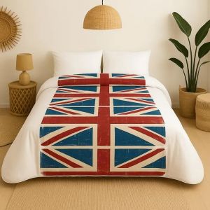 Couette Temp&eacute;r&eacute;e Imprim&eacute;e Drapeau Londres - 2 Personnes 220 X 240 - Mi Saison - Mortreux - Neuf