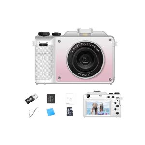Appareil photo num&eacute;rique 48 MP, vid&eacute;o 4K, zoom 18x, autofocus, stabilisation d'image - Rose - Neuf