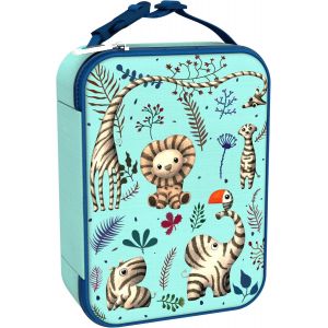 Sac à Déjeuner Isotherme, Fermeture éclair 3 côtés, Poche pour bouteilles, Lavable, Polyester, Imprimé Taches - Neuf