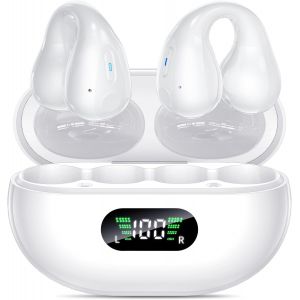 Écouteurs Sans Fil Bluetooth 5.3 À Clip Auriculaire Ouvert Avec Microphone Intégré Avec Crochets D'Oreille Et Crochet D'Oreille, Étui De Chargement Sans Fil Et Écran, Casque De Fitness Étanche Pour L - Neuf