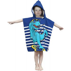 Tianyi-Cape De Bain Enfant Poncho De Bain Enfant Serviette De Bain Enfants Serviette De Plage À Capuche Motifs Mignons Usage Multiple Pour Enfants De 2 À 8 Ans (Dinosaure) - Neuf