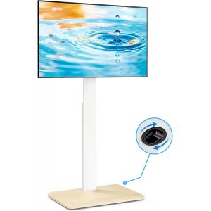 Support TV roulettes avec roulettes Cach&eacute;es, Support TV sur Pied et R&eacute;glable en Hauteur pour T&eacute;l&eacute;viseurs de 24 &agrave; 55 Pouces, TV Universel Pivotant Charge Maximal 30 kg, VESA Max 400x400mm, Blanc - Neuf