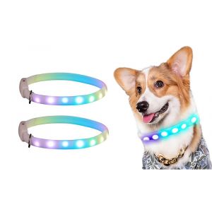 Collier Led Rechargeable Par Usb Pour Chien, 11 Modes D'&eacute;clairage, &Eacute;tanche, S&eacute;cable, 65 Cm, C&acirc;ble De Chargement Inclus - Neuf