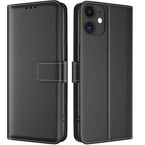 KALANKA-Coque pour iPhone 11 Coque Etui avec Porte Carte &agrave; Rabat Clapet Portefeuille en Cuir Pochette Magn&eacute;tique Antichoc Flip Case &Eacute;tui Cover Housse Protection Coque pour iPhone 11,Noir - Neuf