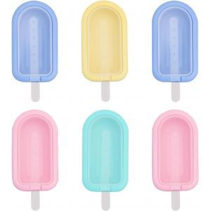 Eryi-6 Pièces Moules À Glaces En Silicone, Réutilisables En Silicone Ice Cream Moulds Diy Moule Pour Popsicles, Sorbets Nourriture, Crèmes Glacées - Neuf