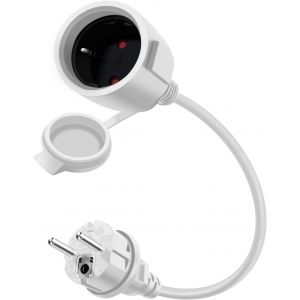 Cable Extension Electrique Schuko 16A 250V Cable D'extension Schuko Courte avec Caoutchouc Imperm&eacute;able, 2 AC Prise IP44 pour Utilisation Ext&eacute;rieure ou Int&eacute;rieure (Blanc, 0.3m) - Neuf