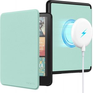 Étui Magnétique Compatible Avec 7"" Kindle Paperwhite Signature Édition 12e Gén 2024 Et Kindle Colorsoft,Coque Compatible Avec Iphone Magsafe Pour Samsung/Anker Wireless Charging Pads,Agave Vert - Neuf
