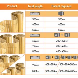 Canisse En Pvc Pour Le Jardin, Balcon Cl&ocirc;ture Brise-Vent, Balcon Ou Terrasse Double Face, Occultant Cloture, Bambou 90 X 600cm - Neuf
