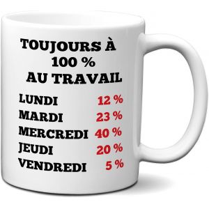 Eryi-Tasse-Mug Collègue Humour -Toujours À 100% Au Travail - Idée Cadeau Patron Travail Job Départ - Neuf