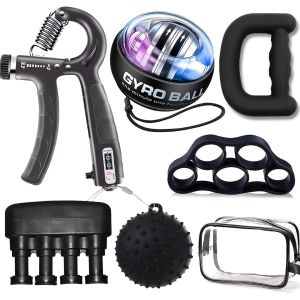 Musculation Main Kit De 6, Entraînement De Musculation Avant Bras, Pince Poignée 10-60 Kg Ajustable Comptage Hand Gripper, Exerc Ur De Doigts, Gyroscopique, Anneau D'exercice Et Balle Anti Stress - Neuf