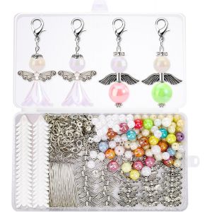 Lbgwp60-Lot De 60 Pendentifs Ange Gardien À Faire Soi-Même, Porte-Clés Ange Perles Gardien Perles, Kit De Bricolage Pour Bricolage Pour Mariage Baptême Baby Douche Noël Anniversaire - Neuf