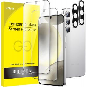 HSHI-Protection D'Écran Pour Samsung Galaxy S24 5G 6,2 Pouces Avec Protecteur D'Objectif De Caméra,Film En Verre Trempé,Compatible Empreinte Digitale Id,Hd Transparent,2 Pièces Chacun - Neuf