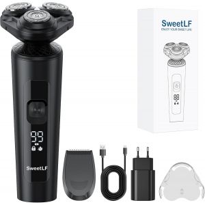 Rasoir Electrique Pour Homme,Lame Rotative 5d,Autonomie De Batterie De 120 Mins,&Eacute;tanch&eacute;it&eacute; Ipx7,Rasage &Agrave; Sec/Humide,Tondeuse De Rechange Portable,Affichage Led,Verrouillage De Voyage - Neuf