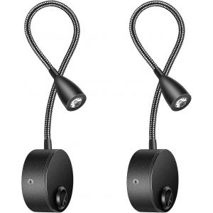 Lampe Chevet Murale 2 Pack Lumires Applique Liseuse LED Col de Cygne Lumire 3W, 3000K Blanc Chaud Lampe de Lecture - Neuf