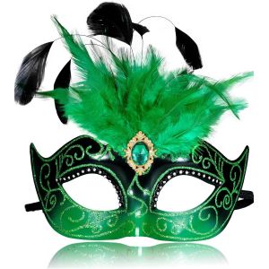 Masque De Bal Masqu&eacute; 2025 Pour Femme Avec Plumes-Masque V&eacute;nitien Pour Bal Masqu&eacute;-Mardi Gras.[J547] - Neuf