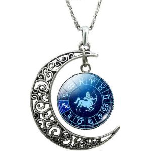 Sagittaire Unisexe Faux 12 Constellations Creux Croissant De Lune Cha&icirc;ne Collier Bijoux Cadeau Pour F&ecirc;te - Neuf