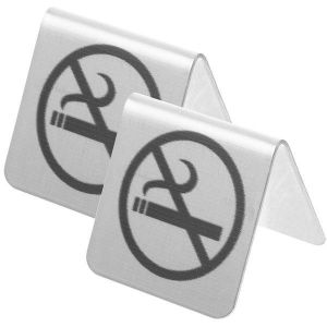 Lot De 2 Panneaux De Table En Acier Inoxydable De Qualité Supérieure « Interdiction De Fumer » ¿ Design Tipi Élégant Pour Restaurants, Bars Et Événements - Neuf