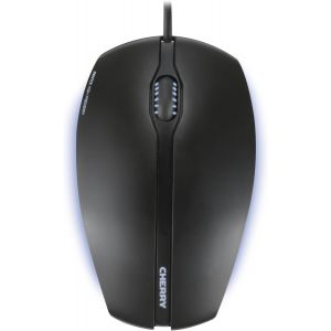 LKLJIJ-GENTIX ILLUMINATED, Souris filaire, Parties latérales éclairées en bleu & molette de défilement, 3 boutons, Capteur optique (1.000 dpi), Design symétrique, Noir - Neuf
