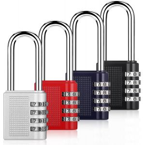 4Pcs Cadenas Code, Cadenas &agrave; Code R&eacute;sistante &Agrave; La Rouille, Cadenas Code 4 Chiffres, Cadenas Casier, Cadenas a Code M&eacute;tallique Lourde pour Porte Ext&eacute;rieure Casier Valise (Noir, Rouge, Argent, Bleu) - Neuf