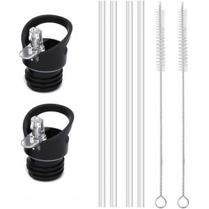 2 Pieces Bottle Stopper,Insulated Bottle Cap,Replacement Straw Lid With 4 Replacement Straws-2 Brushes For Cycling Sport And Fitness - Neuf