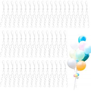 CAUC-Fermetures de Ballons &agrave; H&eacute;lium, Rubans avec Attache Rapide pour Anniversaire ou Mariage - 50 Pi&egrave;ces (Blanc),R&eacute;p&eacute;table - Neuf