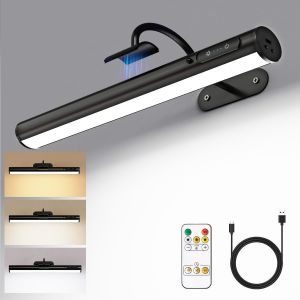 Subzonal-Lampe Murale Tableau Sans Fil, Applique Murale Sans Fil A Pile, Eclairage Cadre Rechargeable Usb &Agrave; T&eacute;l&eacute;commande, Lumiere Led Pour Int&eacute;rieure, Tableaux, Salle De Bain, Miroir, Vitrines &iquest; Noir - Neuf