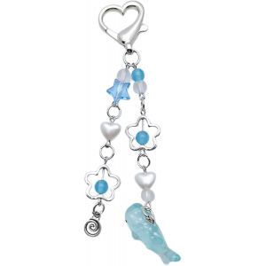 Maxtonser Mignon Baleine Porte-Clés Pendentif Exquis Baleine Porte-Clés Y2k Doux Cool Creux Fleur Porte-Clés Pour Les Anniversaires Saint Valentin,Bleu - Neuf