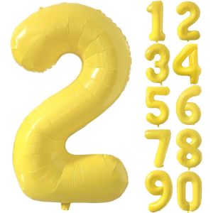 ERYI-Ballon Jaune En Forme De Chiffre De 101 Cm - Grand Ballon Jaune En Aluminium - Ballon Jaune En Aluminium - Ballon À L'Hélium - Décoration D'Anniversaire Et De Fête - Pour Filles Et Garçons - Neuf