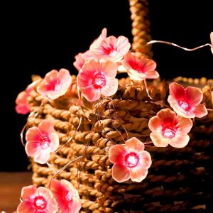 TRAHOO-Guirlande Lumineuse LED en rose Fleurs de Cerisier 2 m 20 LED Guirlande de Fleurs &agrave; Piles avec Fonction de Minuterie, pour Chambre, Mariage, F&ecirc;te, Saint-Valentin, Cadeaux pour Femmes Filles - Neuf